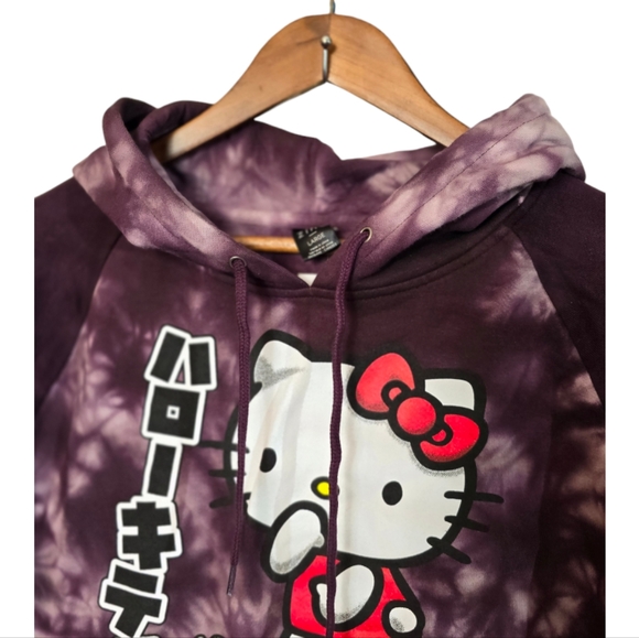 Zine Hello Kitty Hoodie Youth Sweatshirt Tie Dye  Purple Multicolor Large School - Picture 2 of 14